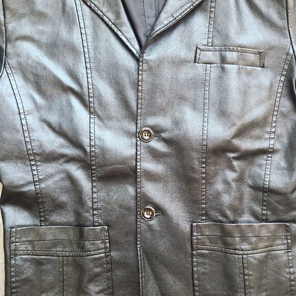 vintage vegan leather jacket! no tag size M-L - Picture 3 of 6
